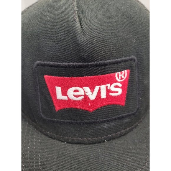 Levi's Levi Strauss Jeans 501 Red Tag Patch Snapback Black Baseball Cap Hat - Picture 2 of 6